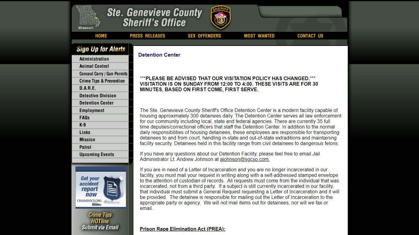 Detention Center - Ste. Genevieve County Sheriff MO