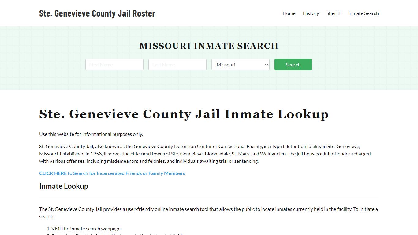 Ste. Genevieve County Jail Roster Lookup, MO, Inmate Search