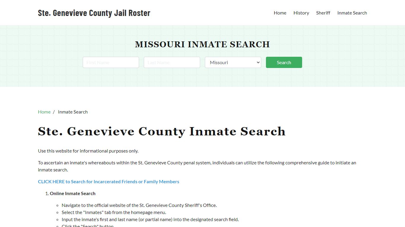 Ste. Genevieve County, MO Detainee Lookup