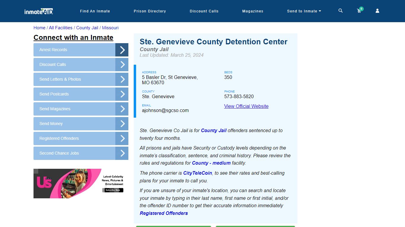 Ste. Genevieve County Detention Center - Inmate Locator